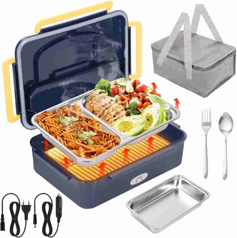 Electric Lunch Box Warmer with Dual Voltage & Accessories