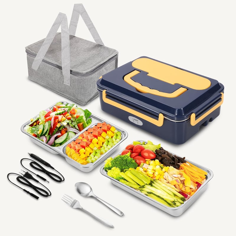 Electric Lunch Box Warmer with Dual Voltage & Accessories