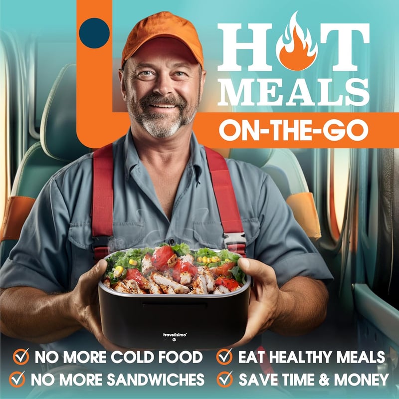 Heated Electric Lunch Box, 1.5L Portable Food Warmer for Work