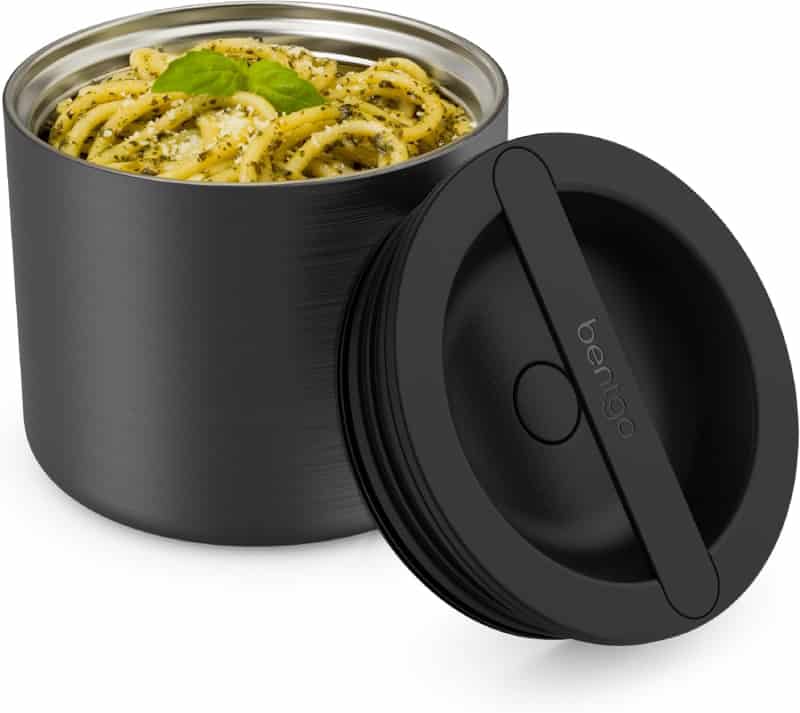 Insulated Stainless Steel Food Container, 19 oz, Leak-Proof Black