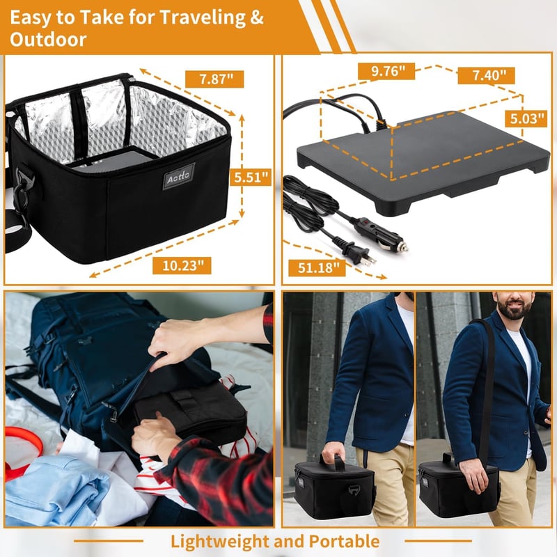 Portable Electric Lunch Box Food Heater - 3-in-1, Black
