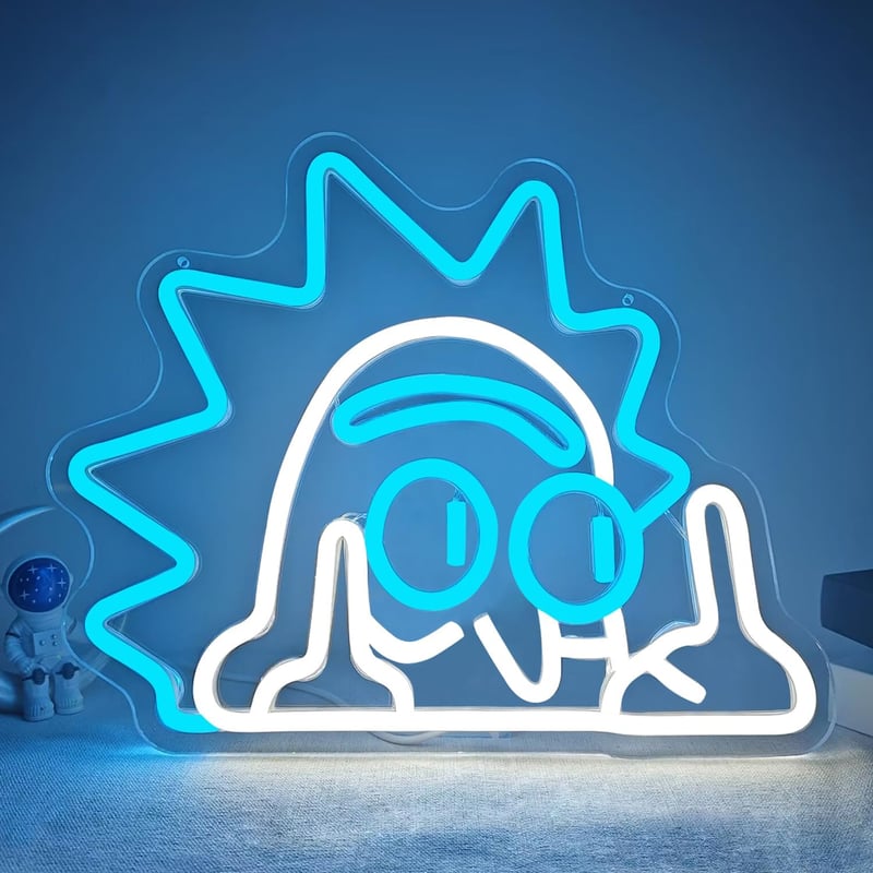Rick Anime LED Neon Sign – Dimmable Wall Light for Bedroom or Bar