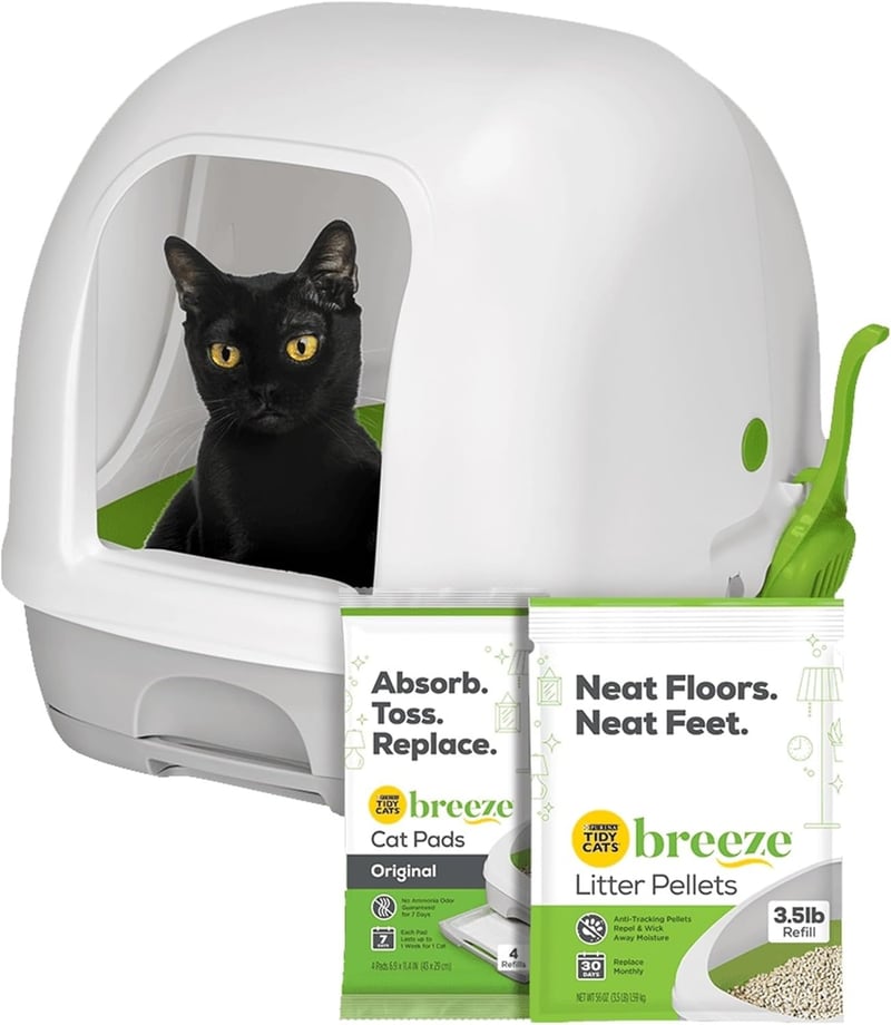 BREEZE Hooded Litter Box Starter Kit with Pellets & Pads