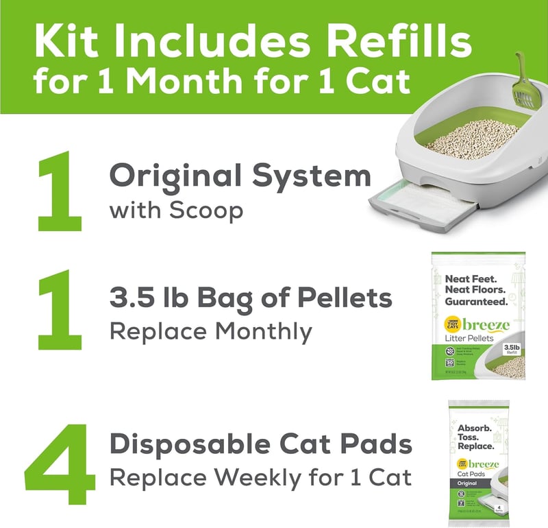 BREEZE Hooded Litter Box Starter Kit with Pellets & Pads