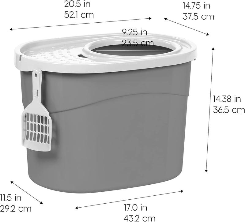 Large Top Entry Enclosed Cat Litter Box with Scoop
