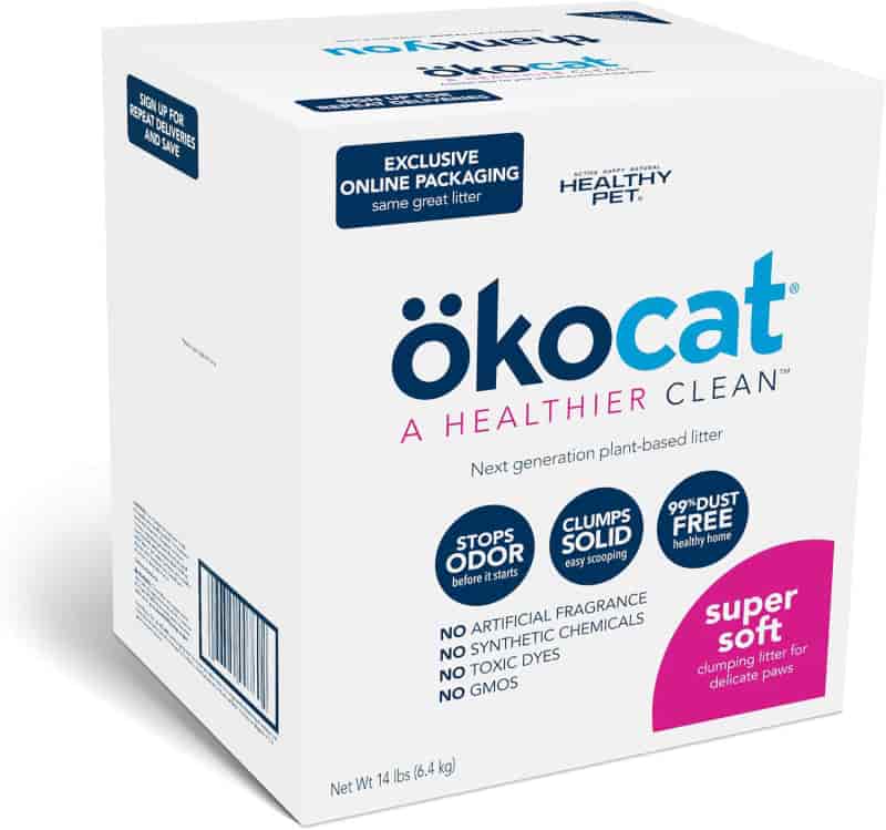 ökocat Soft Wood Clumping Cat Litter, Unscented, 14 lbs