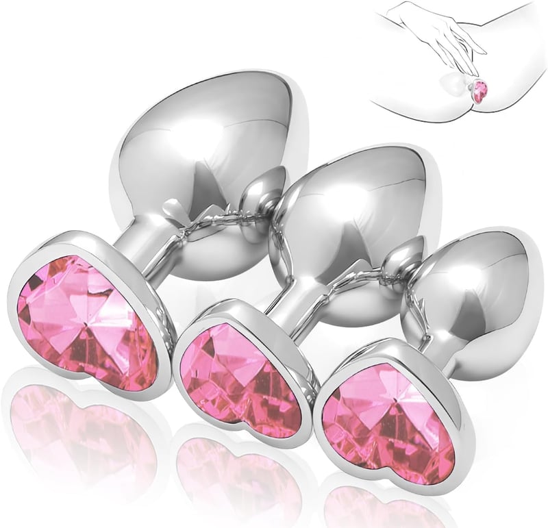 Adult Stainless Steel Butt Plug Set (Pink)