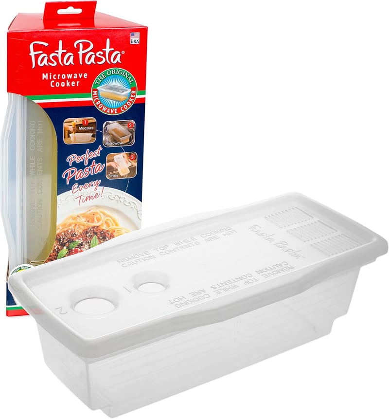 Microwave Pasta Cooker with Lid & Built-In Strainer