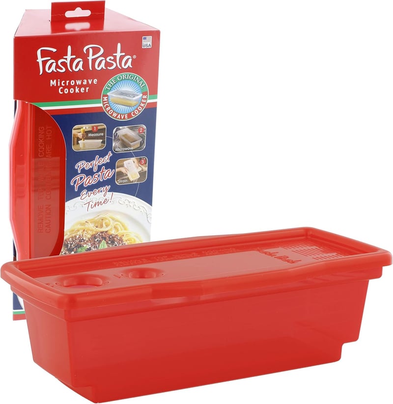 Microwave Pasta Cooker, Red - Fast, No-Mess Cooking