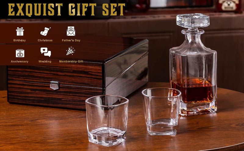 Father's Day Crystal Decanter Set with Wood Box