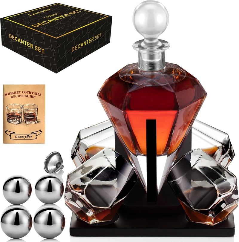 Whiskey Decanter Set with Cooling Tray for Men