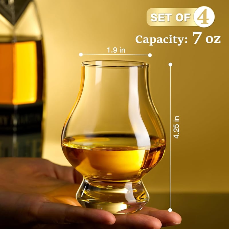 Whiskey Glass Bar Set: 4-Piece Tasting Collection
