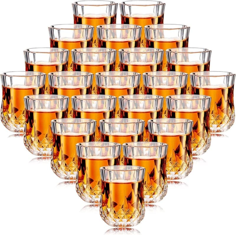 Mini Shot Glass Set, Heavy Base, Clear, 24 Pieces