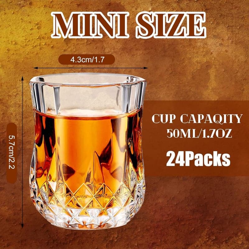 Mini Shot Glass Set, Heavy Base, Clear, 24 Pieces