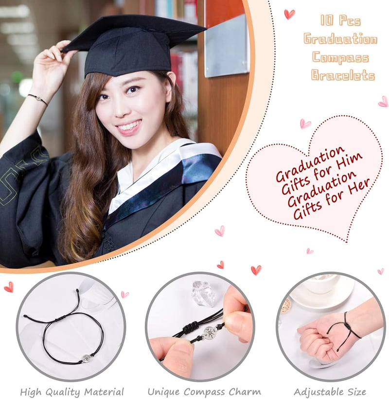 Graduation Compass Bracelets, Adjustable Gift for 2025 Grads