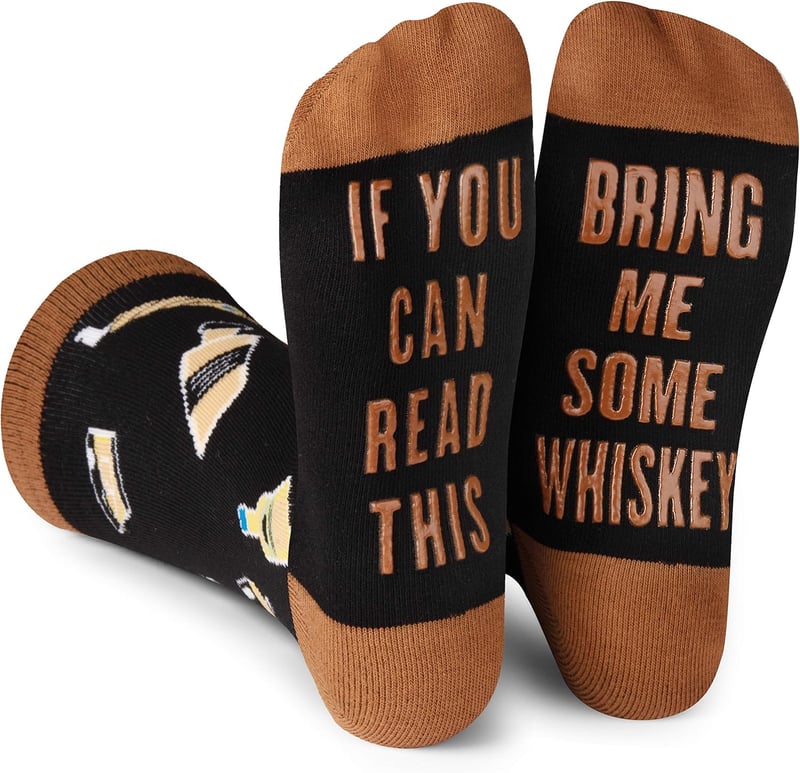 Colorful Whiskey Crew Socks - Novelty Gift for Adults