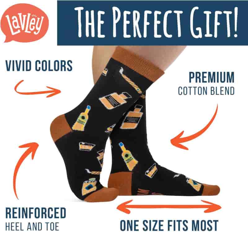 Colorful Whiskey Crew Socks - Novelty Gift for Adults