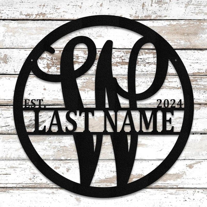 Anniversary Monogram Metal Sign for Families