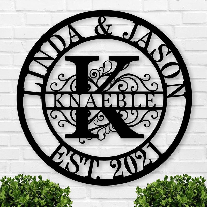 Wedding Monogram Metal Sign Wall Decor