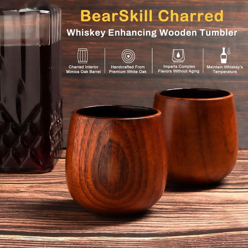 Bourbon Charred Wooden Whiskey Glass for Men