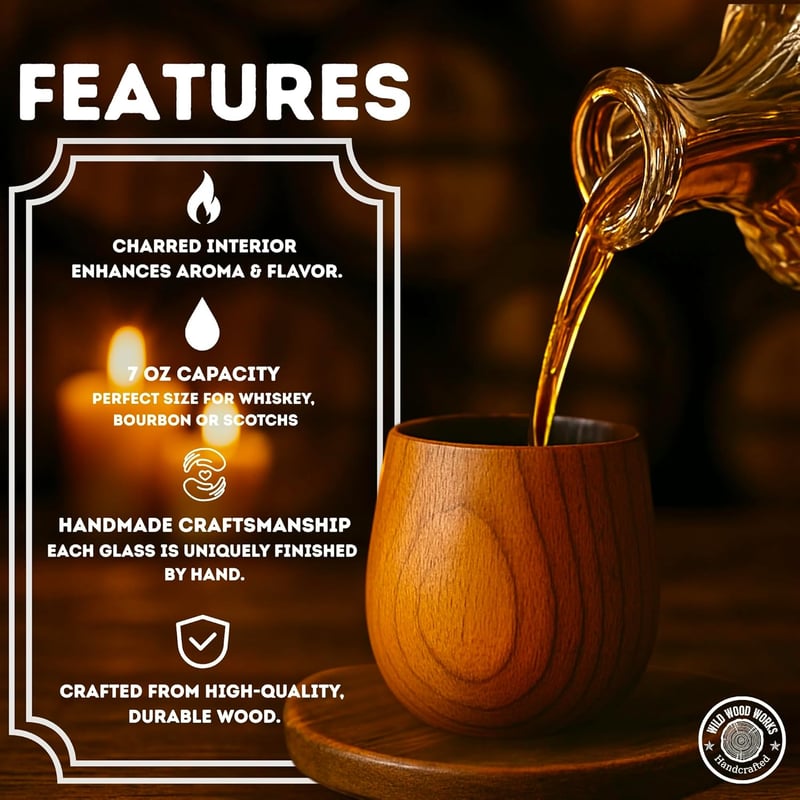 Handcrafted Charred Bourbon Glasses Set for Men