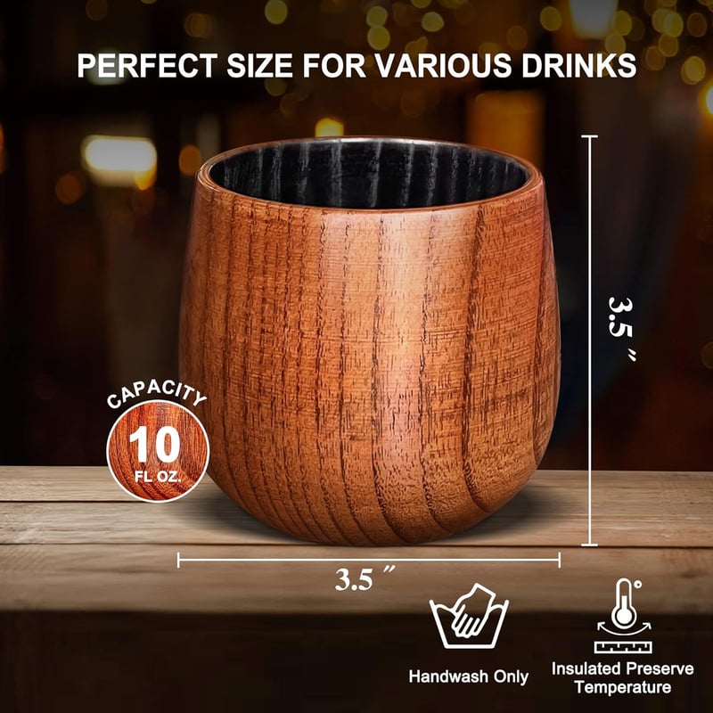 Birthday Bourbon Glass Set – 10oz Charred Wooden Whiskey Tumblers