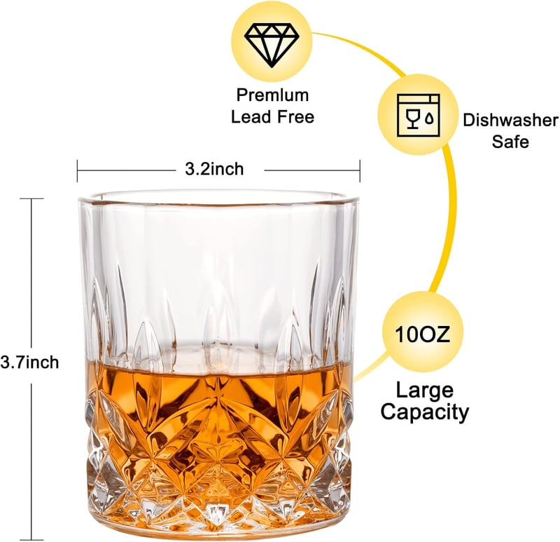 Unique Whiskey Glass Gift Set with Ice Molds, 10 Oz