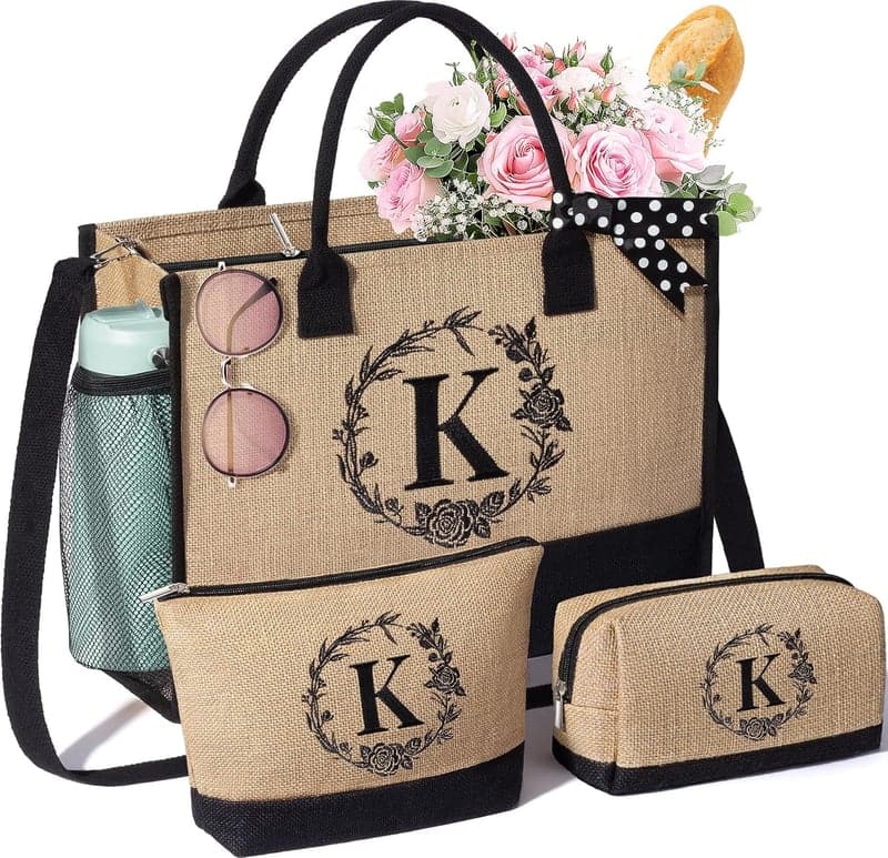 Birthday Personalized Monogrammed Jute Tote Bag