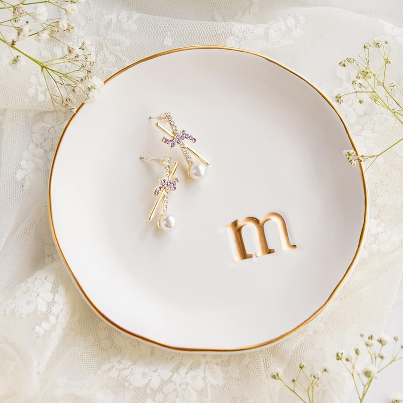Birthday Gift Ceramic Jewelry Tray - White 4.75