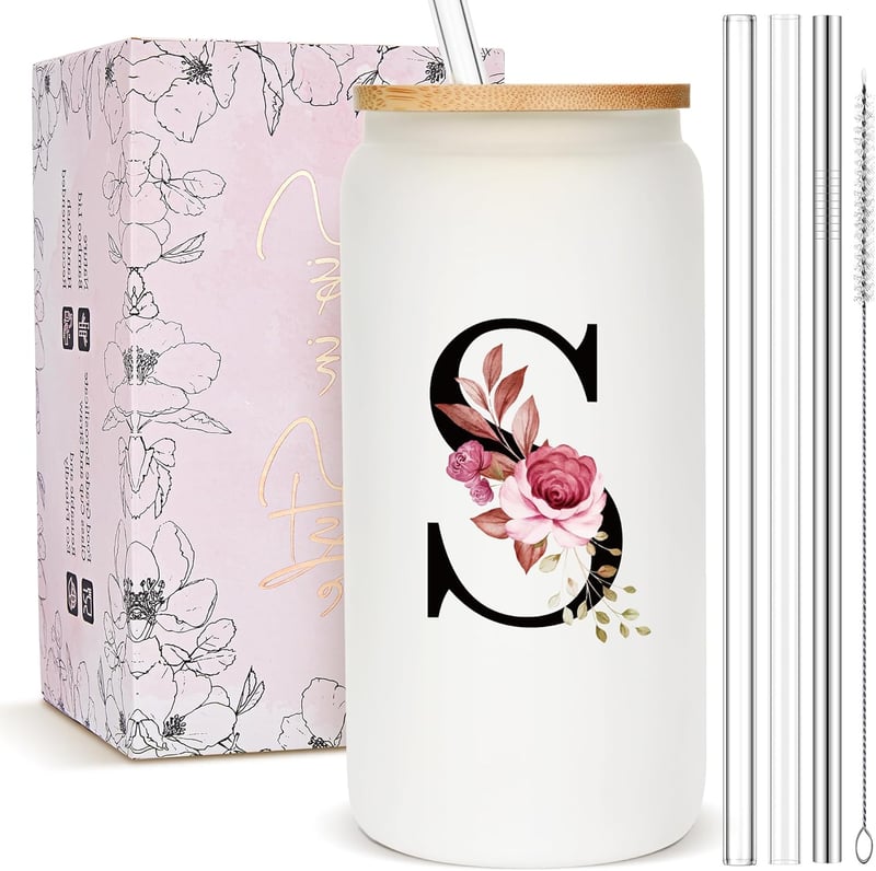 Birthday Women's Monogrammed Frosted Glass Tumbler