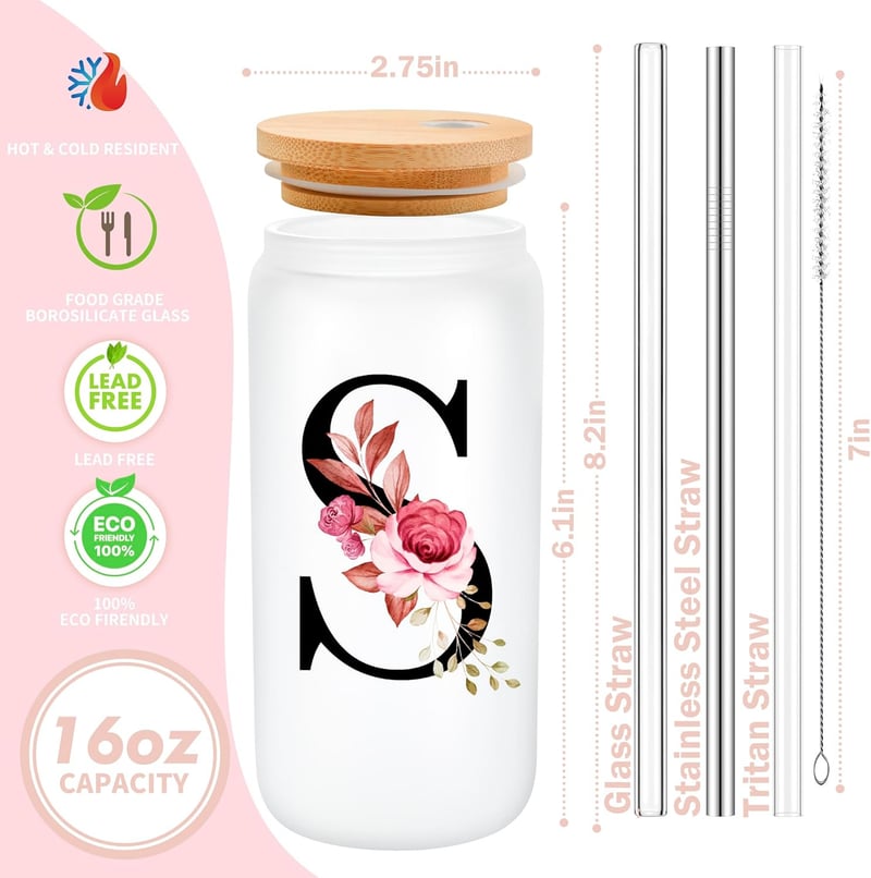 Birthday Women's Monogrammed Frosted Glass Tumbler