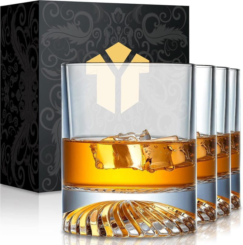 Whiskey Glasses Set of 4 for Home Bar