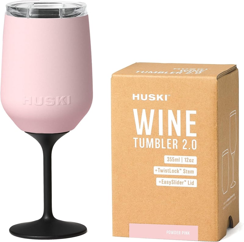Wine Tumbler 12oz, Powder Pink Stainless Steel