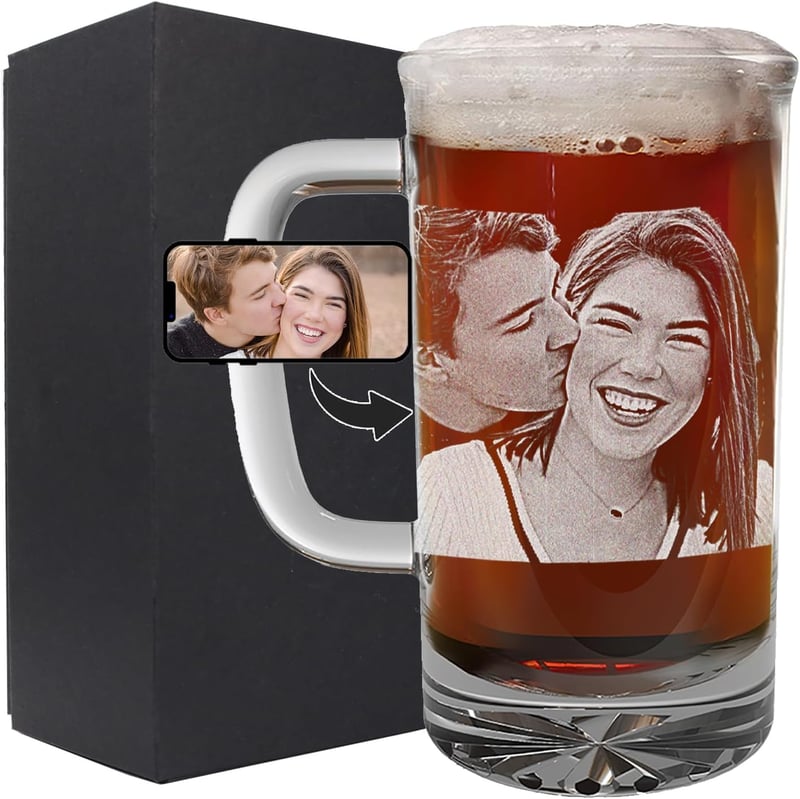 Anniversary Photo Engraved Beer Mug for Men
