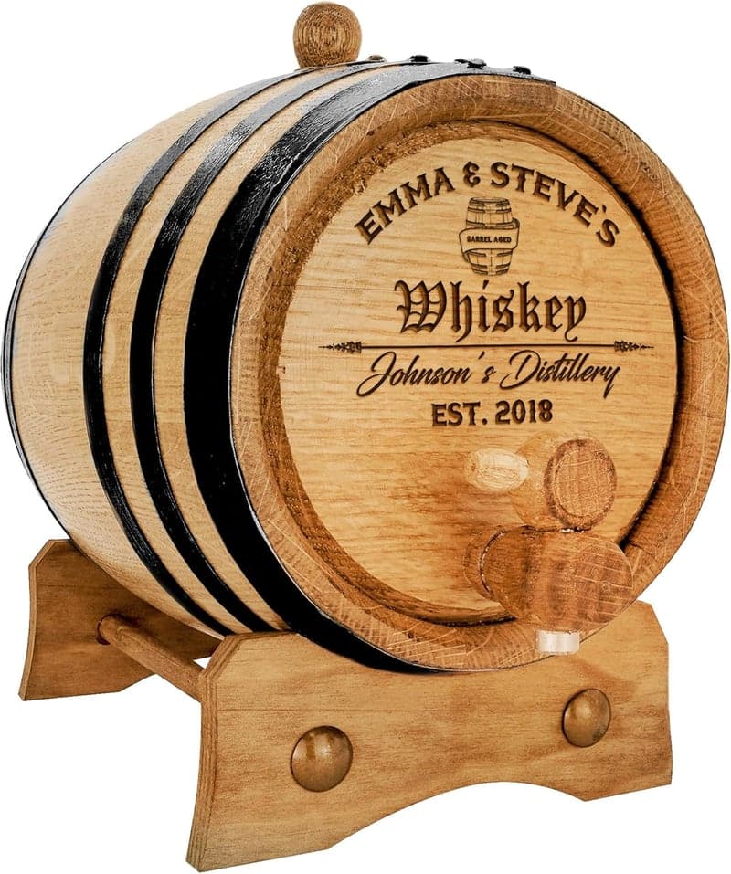 Custom Engraved Oak Aging Barrel, 1 Liter
