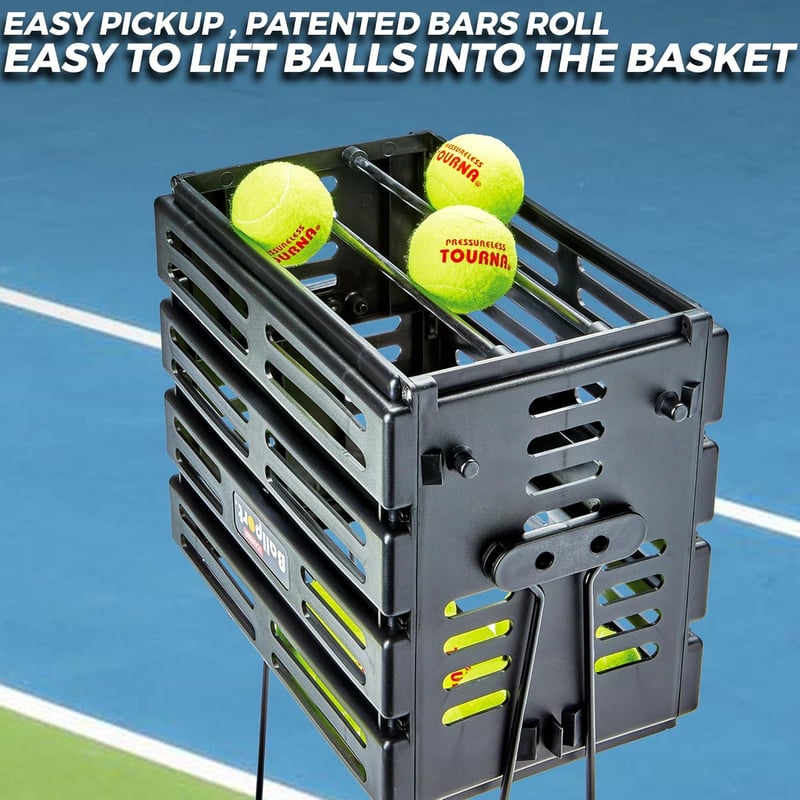 Tennis Ball Hopper, 80-Ball Capacity, Durable & Lightweight - Blue