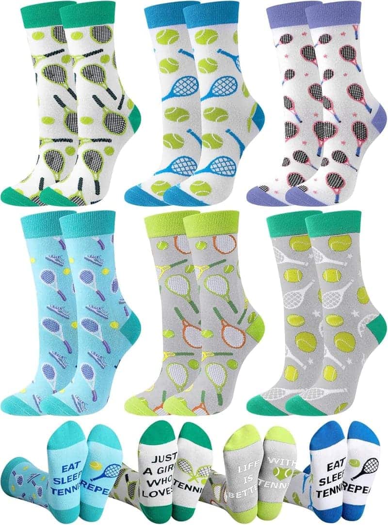 Tennis Lover Women's Funny Socks - 6 Pairs