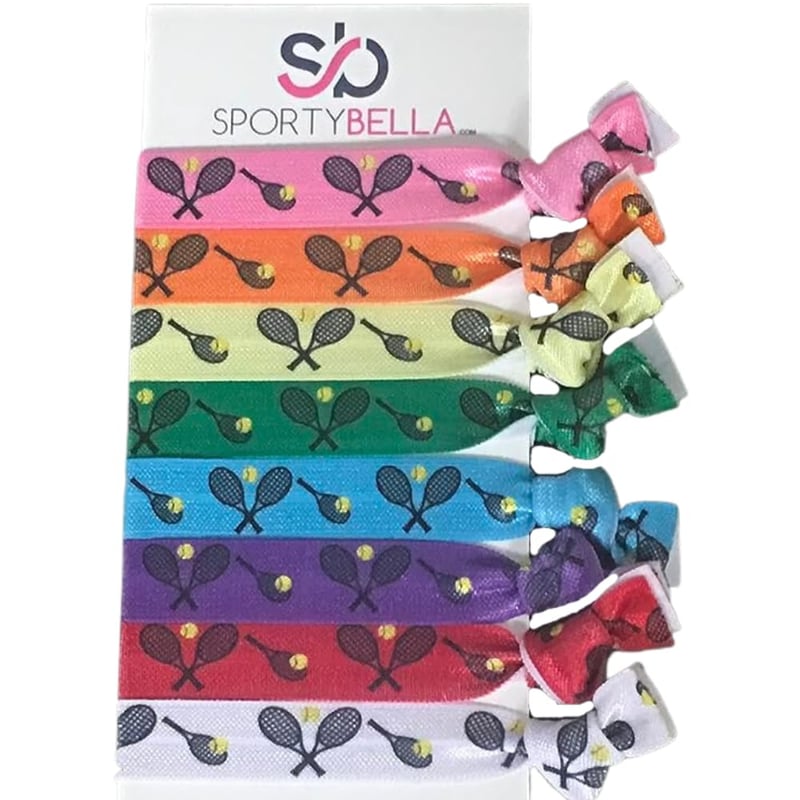 Tennis Hair Ties for Girls, No Crease Elastics (8 pcs)