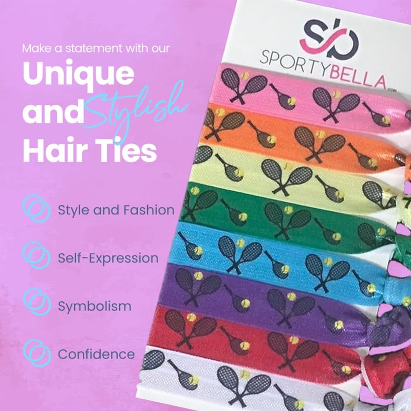 Tennis Hair Ties for Girls, No Crease Elastics (8 pcs)
