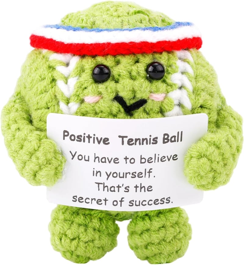 Inspirational Crochet Tennis Ball with Card for Sports Lovers