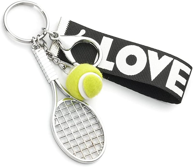 Sports Keychain with Football, Tennis & Baseball Charms