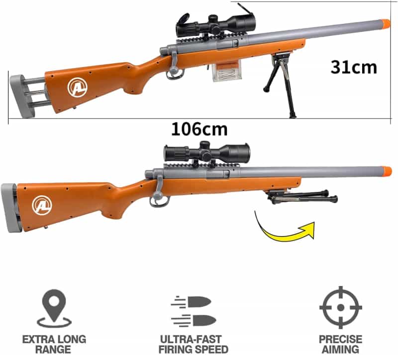 Soft Bullet Toy Gun with Scope, 40 Darts, Brown