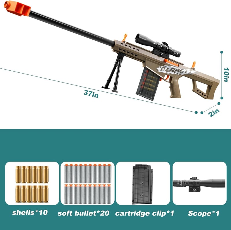 Toy Sniper Rifle Foam Blaster for Boys Ages 8+