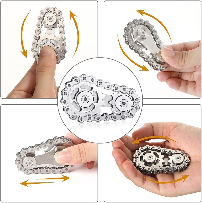 Metal Chain Gear Fidget Spinner – Gold Plated