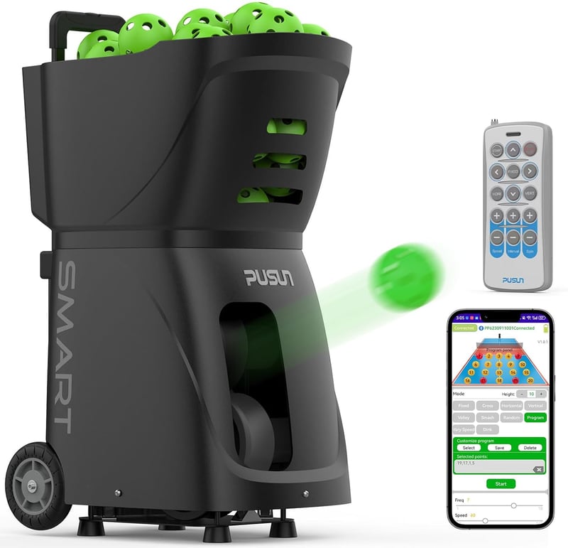 Smart Pickleball Serving Machine with App Control, 80+ Ball Capacity