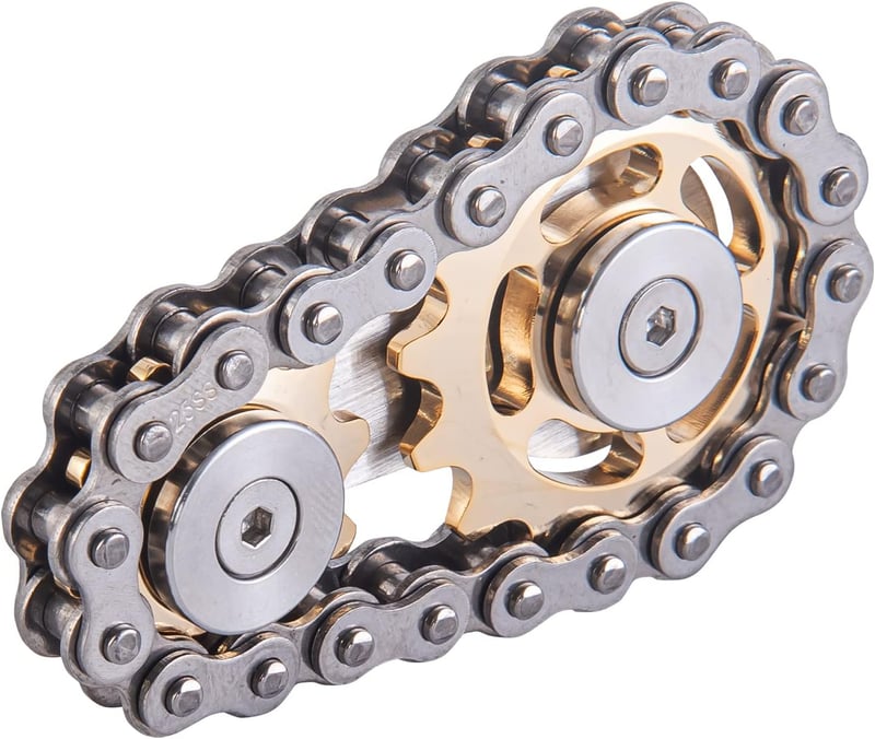 Metal Bikechain Gear Fidget Spinner, Gold-plated