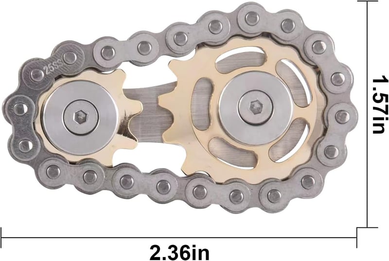 Metal Bikechain Gear Fidget Spinner, Gold-plated