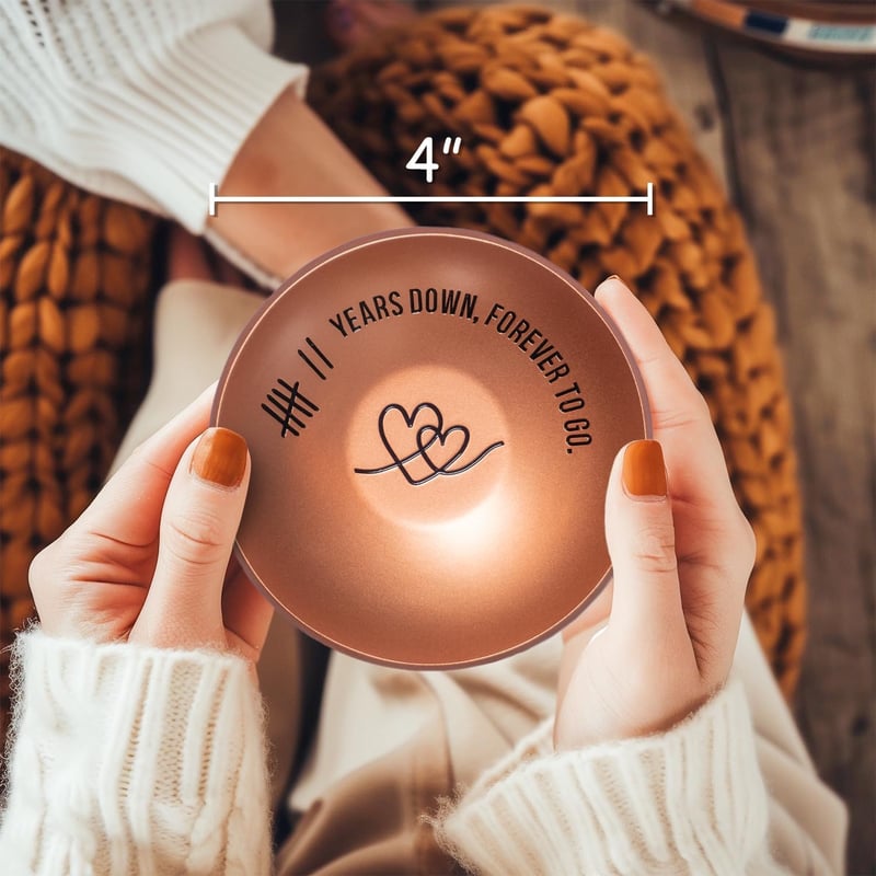 7th Anniversary Copper Ring Holder Dish for Couples