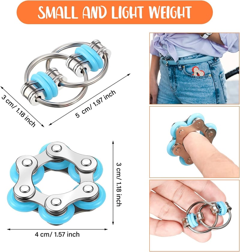 Fidget Toy Set for Adults & Teens - 8 Pc Chain Rollers