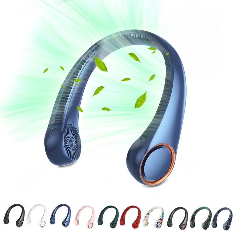 Portable Bladeless Neck Fan, USB Rechargeable, 3 Speeds